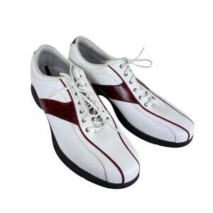 Calloway White Maroon Leather Upper Lace Up Rubber Sole Women's Golf Shoes Sz 9